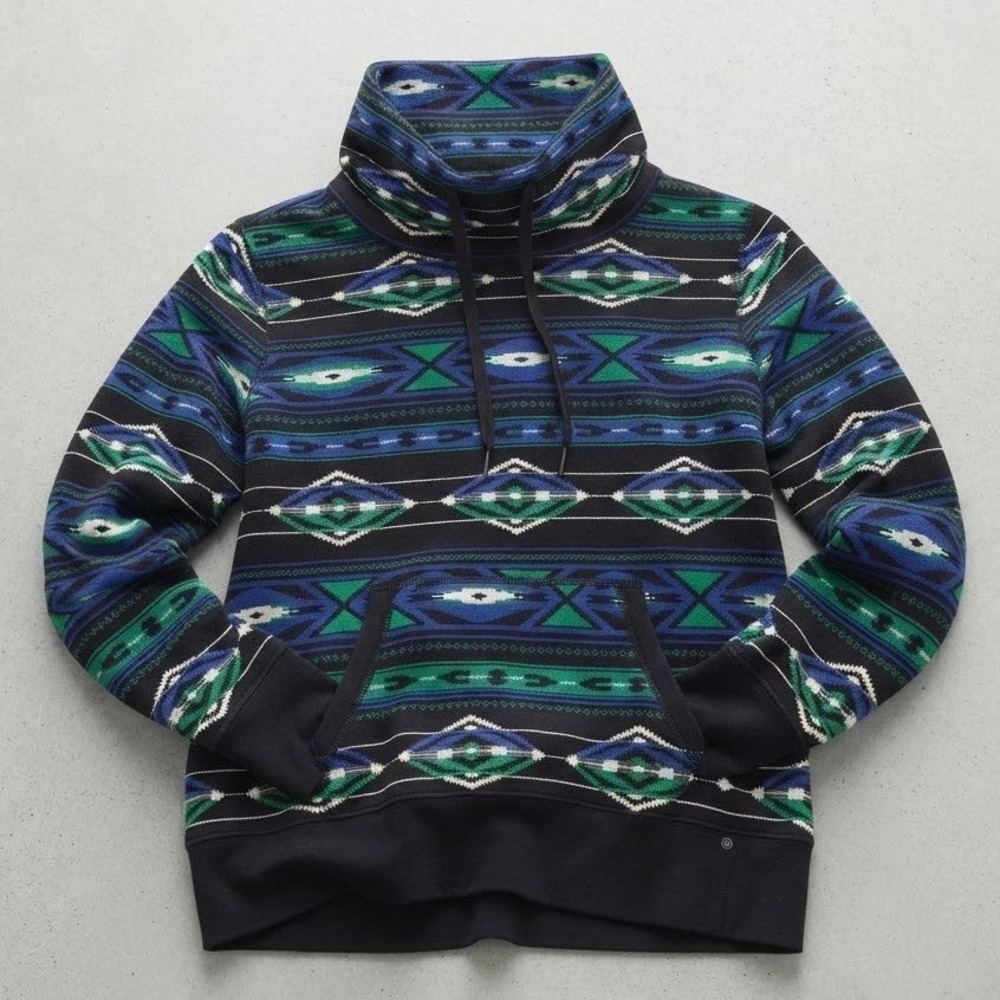 Lauren Ralph Lauren Active Southwestern Waffle Knit Funnel Neck Pullover XL